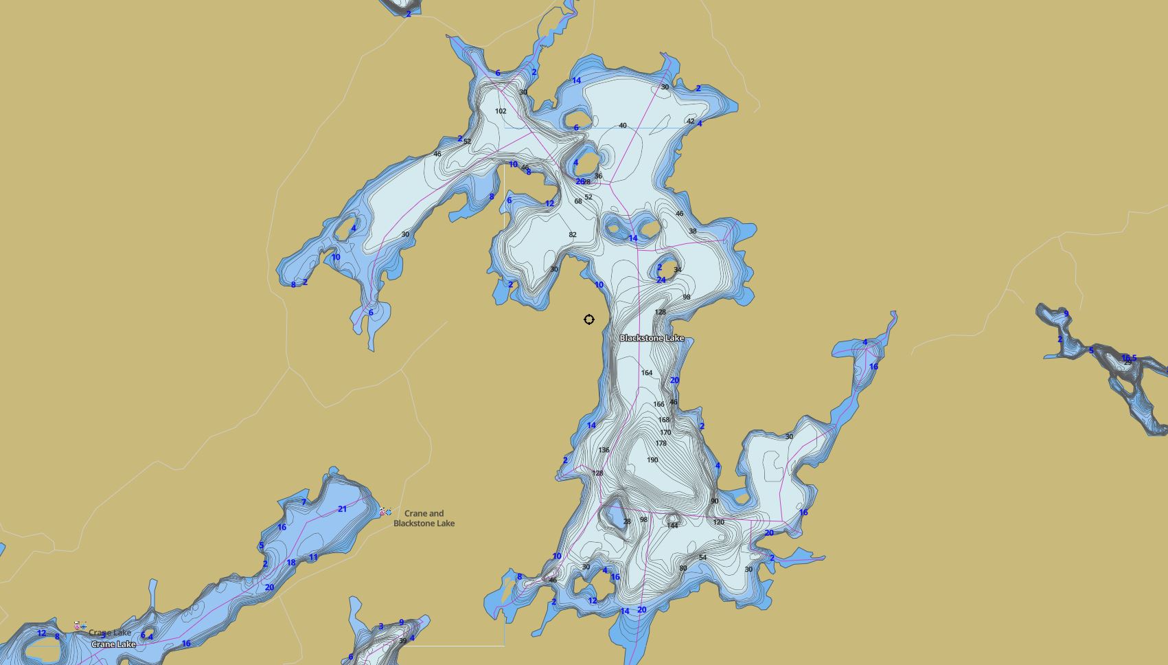 Contour Map of Blackstone Lake in Municipality of Archipelago and the District of Parry Sound